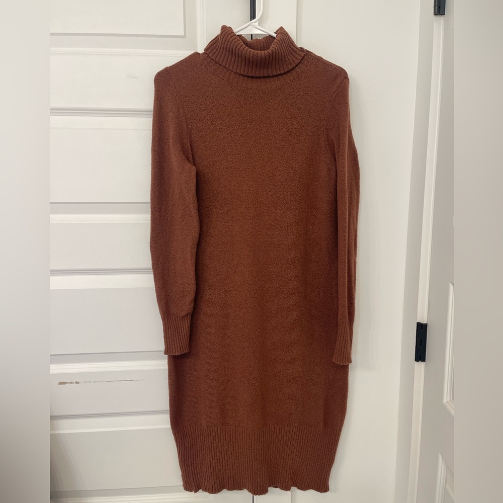 Elegant Brown Turtleneck Sweater Dress (worn once, excellent condition)
